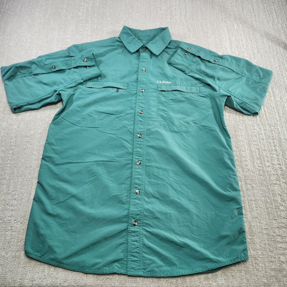 LL Bean Shirt Men M Tall Vented‎ Fishing Button Performance Quick Dry Outdoor